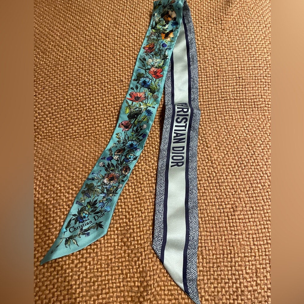 Christian Dior Turquoise Floral Twilly - Picture 3 of 8